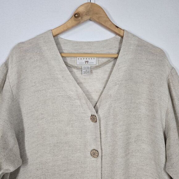 Vtg Campagnie Internationale Express Jacket Linen Blend Pockets Button Front | M - Picture 3 of 14